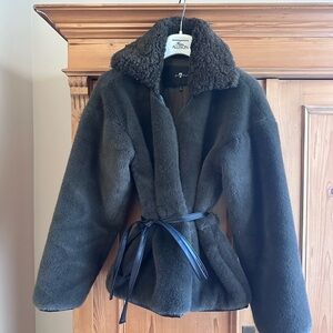Fur jacket, dark olive green , 7 For All Mankind